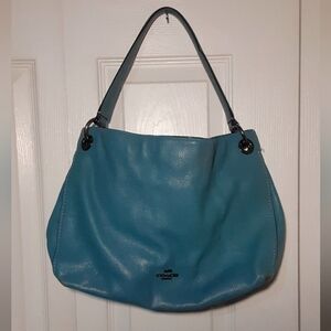 Coach clarkson teal blue leather hobo bag,